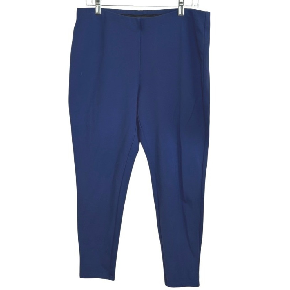 Chico's Pants Womens Royal Blue Pull On Tapered Leg Stretch Capsule Wardrobe  2